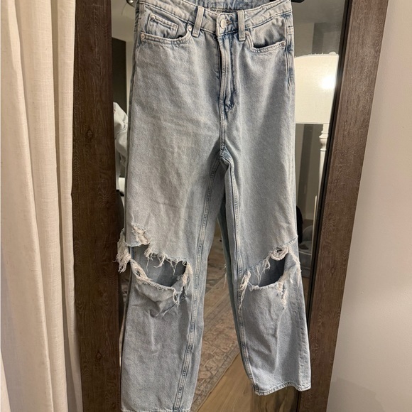 H&M Denim - H&M Light Blue Distressed Boyfriend Jeans